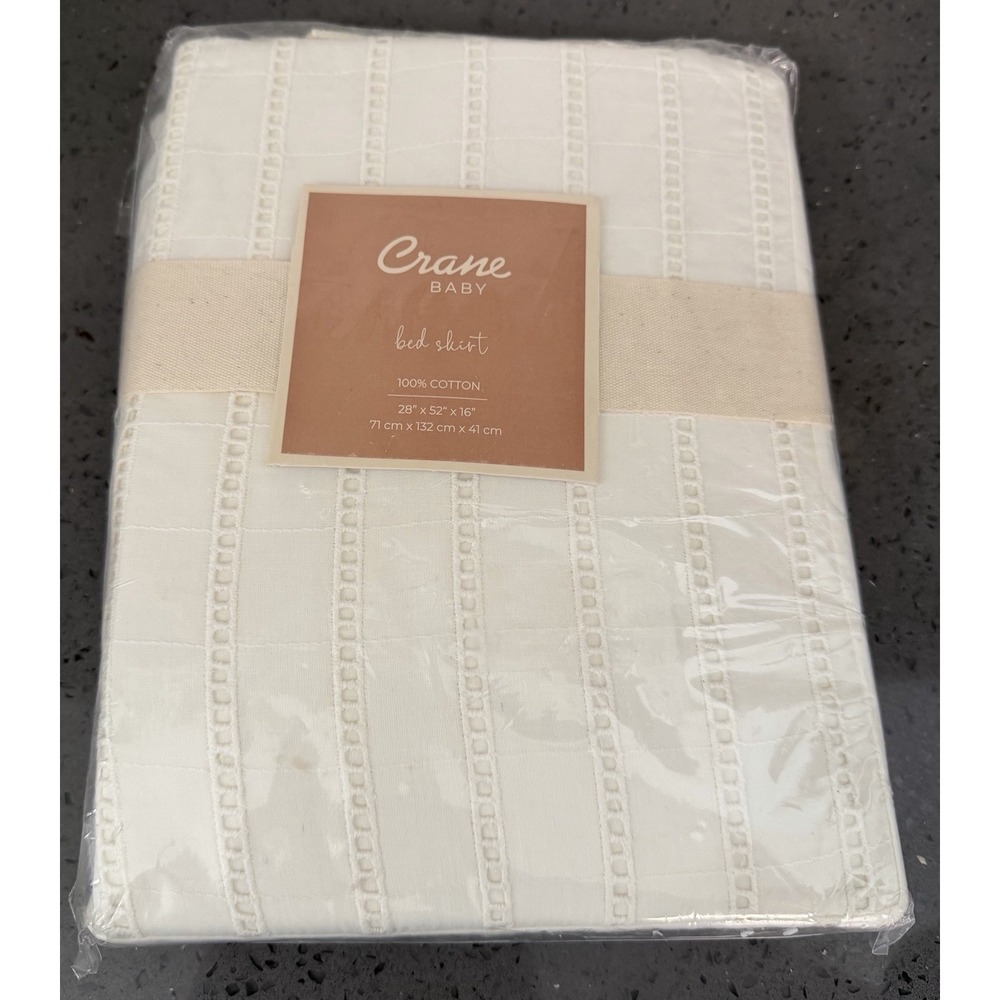 New Crane Bed Crib Skirt Sheet Cream 28 x 52 x 16 Cotton Nursery Bedding